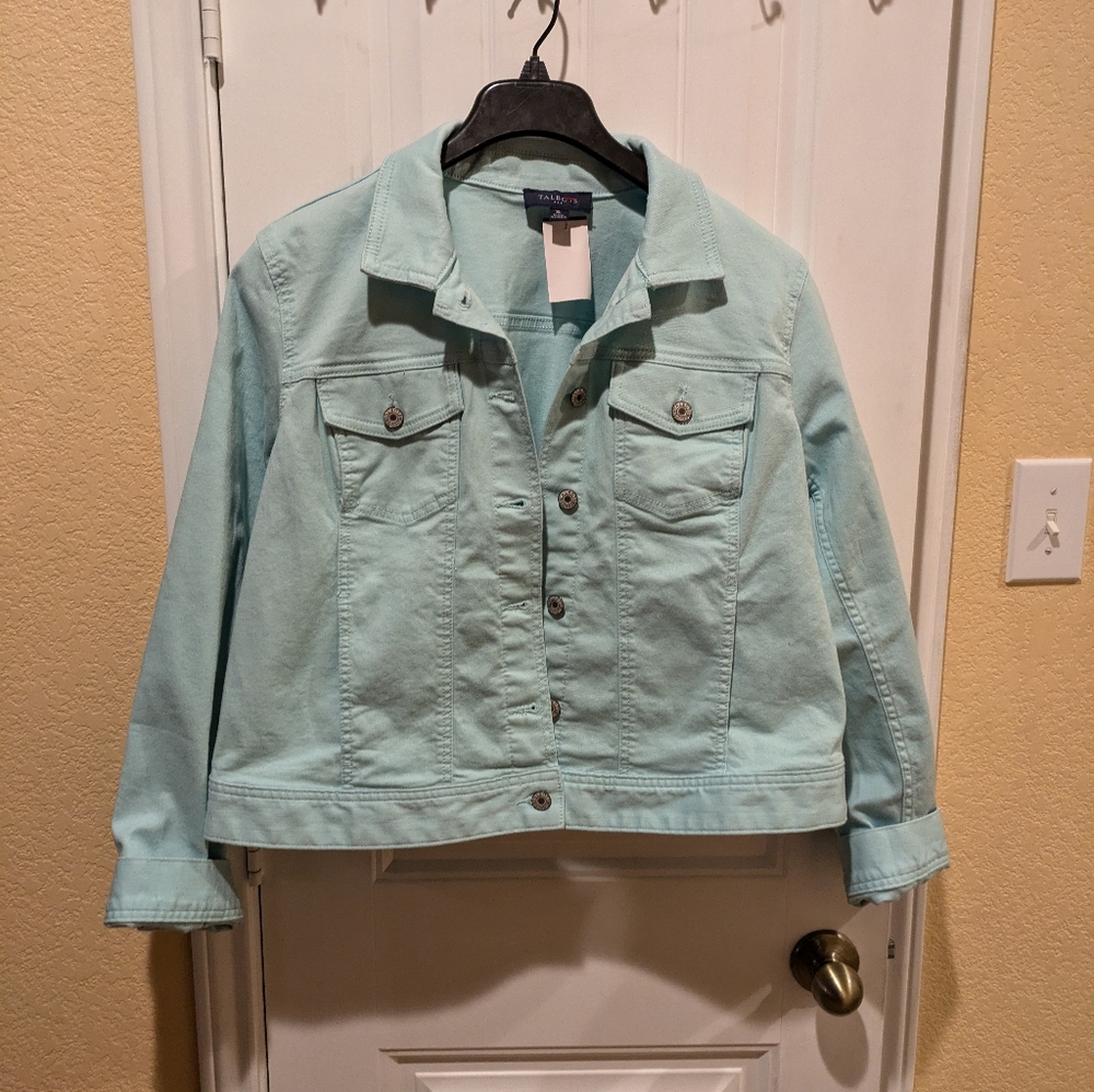 Talbots Stretch Jean Jacket   XL color Teal - Picture 3 of 16